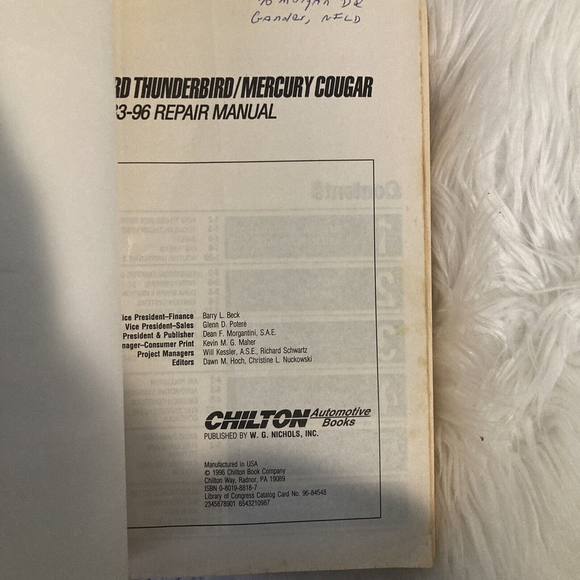 CHILTON’S 1983-1996 FORD Thunderbird/Mercury Cougar Automotive Car Repair Manual - Picture 5 of 6